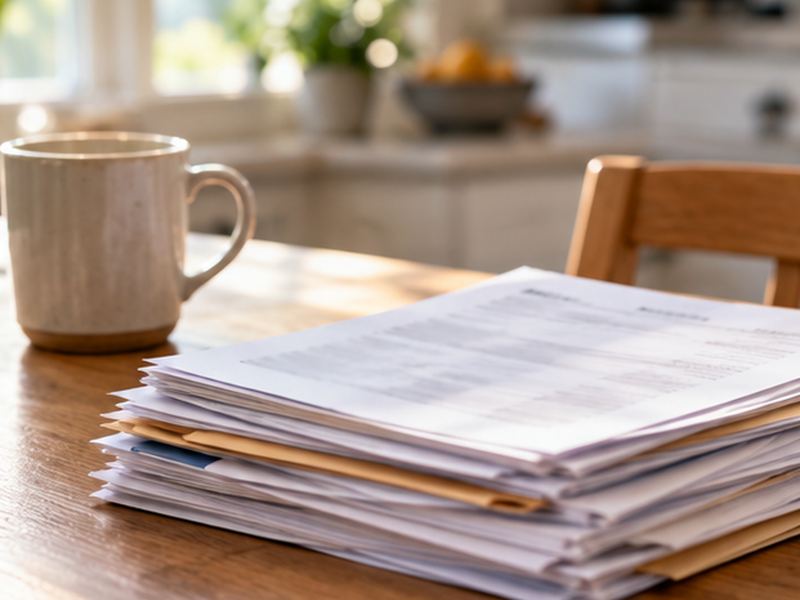 Household paperwork ready for review